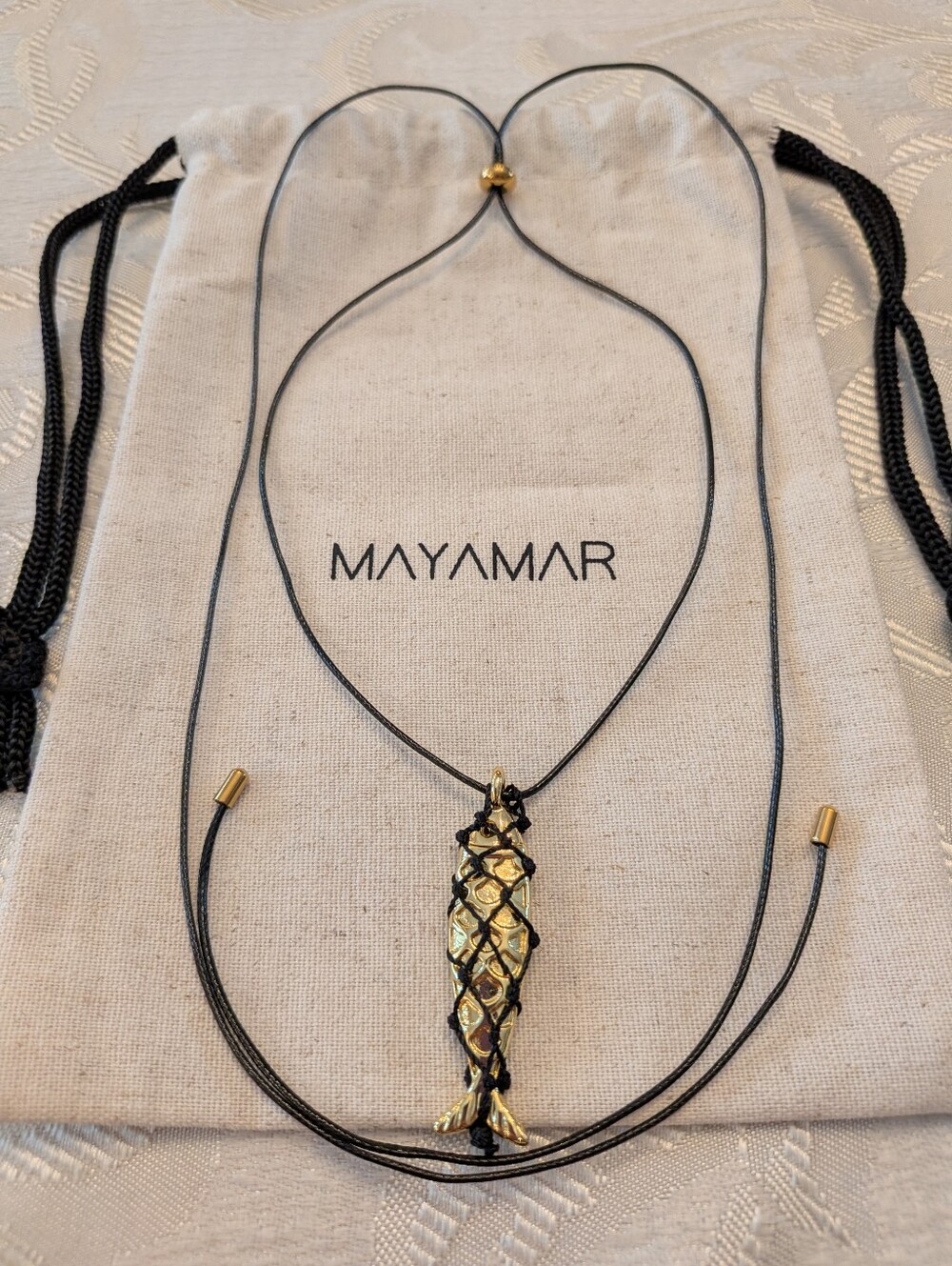 Mayamar Gold Fishbone Net Adjustable Necklace & Gift Bag - Picture 3 of 5